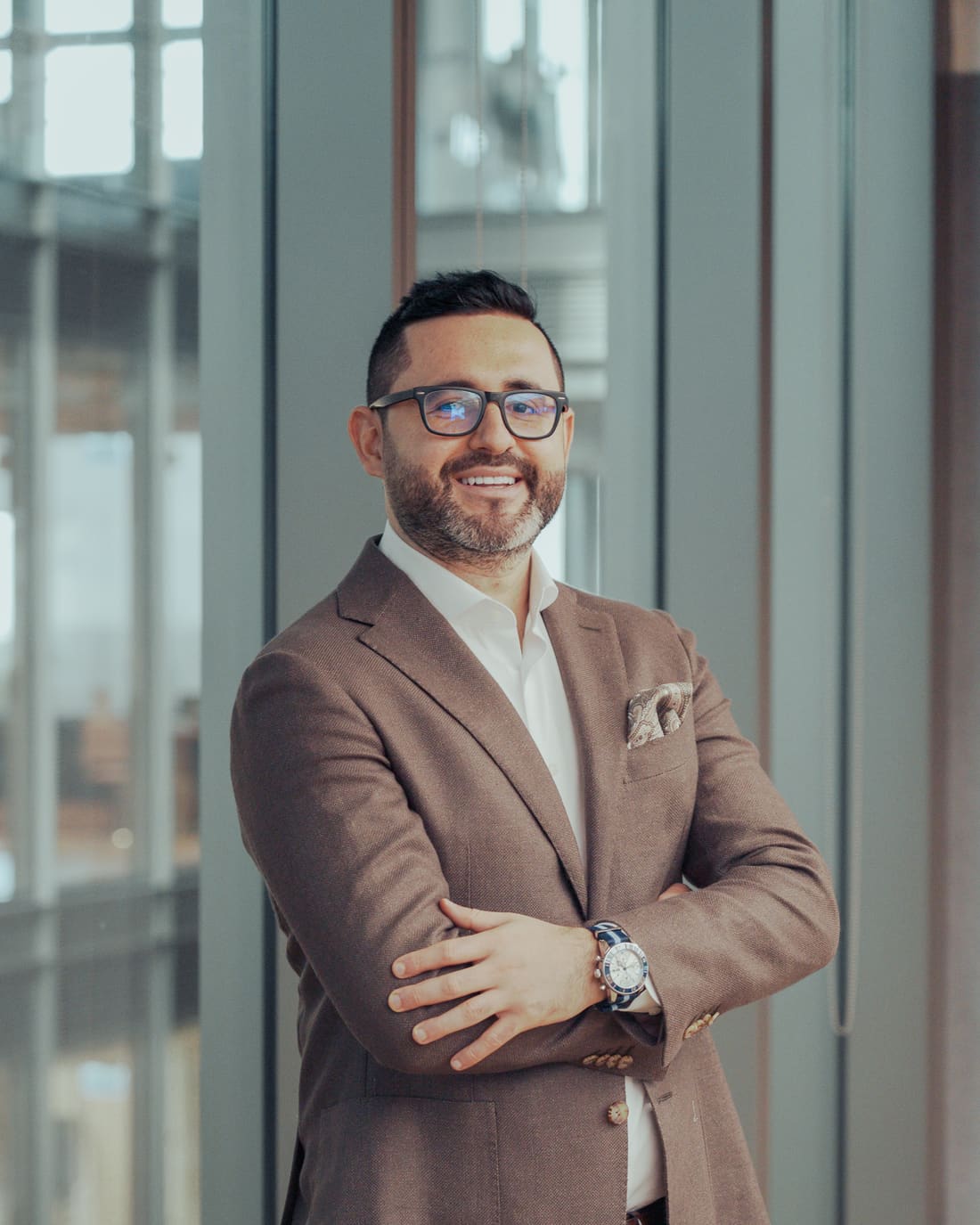 Tom Cheddadi — editorial portrait, atrium